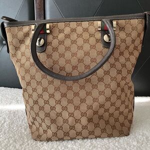 Gucci Beige and Brown GG Canvas Tote